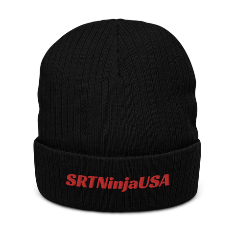SRTNinjaUSA Embroidered Ribbed Knit Beanie